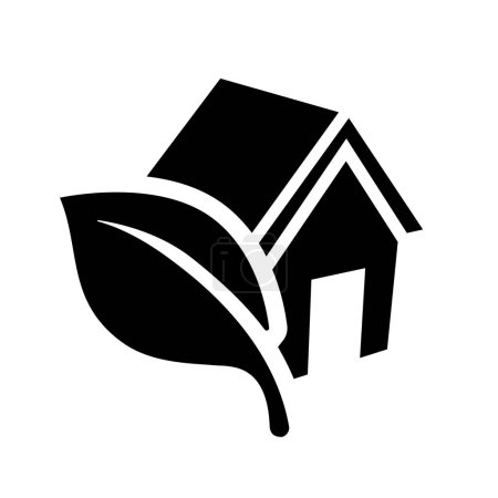Téléchargez les illustrations : Eco house, contour simple, fond blanc, illustration vectorielle - en licence libre de droit