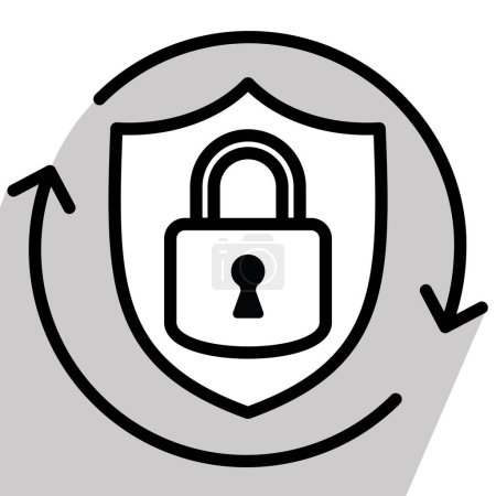 Illustration for Shield and padlock, arrow securiy concept, vector illustration - Royalty Free Image