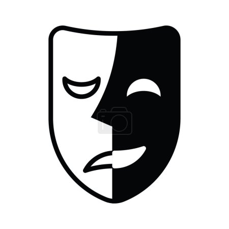 Téléchargez les illustrations : Masque de théâtre, comédie et tragédie, illustration vectorielle - en licence libre de droit