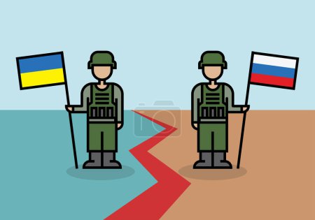 Téléchargez les illustrations : Soldats avec drapeaux, icône, illustration vectorielle - en licence libre de droit