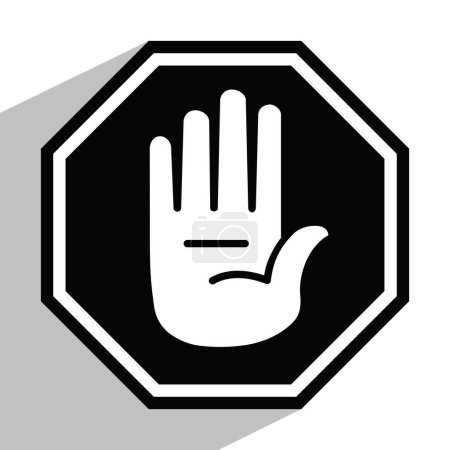 Ilustración de Stop sign con palma de la mano, ilustración vectorial - Imagen libre de derechos