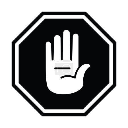 Téléchargez les illustrations : Stop avec paume à main, illustration vectorielle - en licence libre de droit