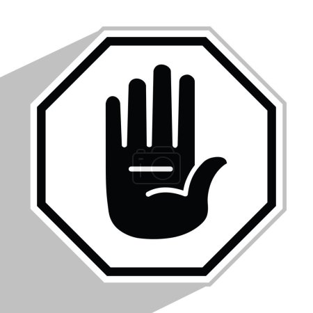 Téléchargez les illustrations : Stop avec paume à main, illustration vectorielle - en licence libre de droit