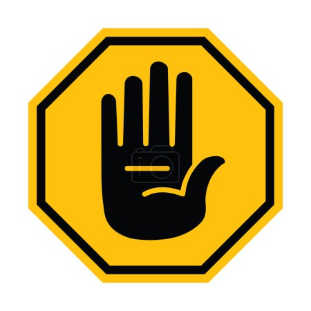 stop sign with hand palm, vector illustration 