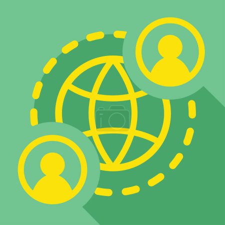 Téléchargez les illustrations : Globe personnes icône sur fond vert, illustration vectorielle - en licence libre de droit