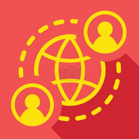 Illustration for Globe people icon on red background, vector illustration - Royalty Free Image