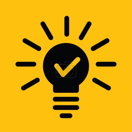 Illustration for Illustration of light bulb icon with check mark - Royalty Free Image