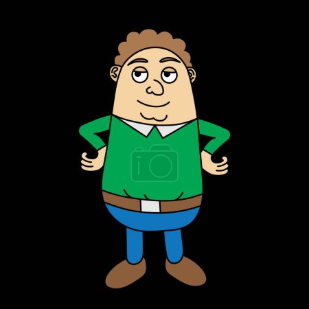Illustration for Funny cartoon character, fat cartoon man, vector illustration - Royalty Free Image