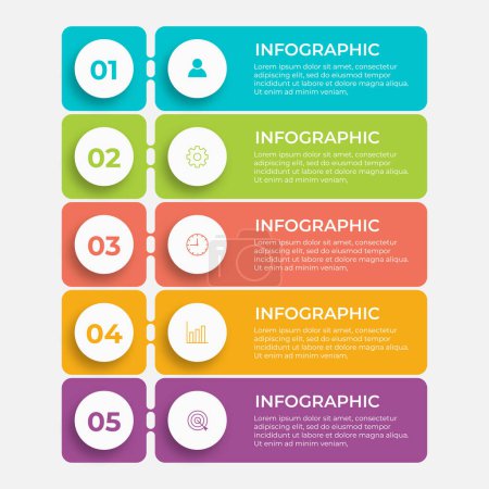 Ilustración de Concepto creativo para infografía con 5 pasos, opciones, piezas o procesos. Visualización de datos comerciales - Imagen libre de derechos