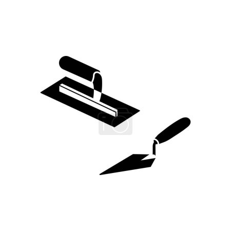 Illustration for Plastering trowel and spoon cement icon vector - Royalty Free Image