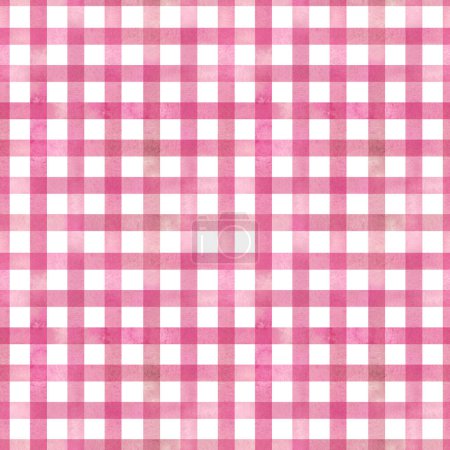 Foto de Patrón a cuadros rosa sin costuras básicas sobre un fondo blanco. Textura a cuadros rosa acuarela. - Imagen libre de derechos