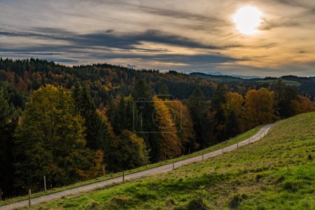 Photo for Colourful fall hike to the Kreuzleshoehe in Allgau near Leutkirch and Isny - Royalty Free Image