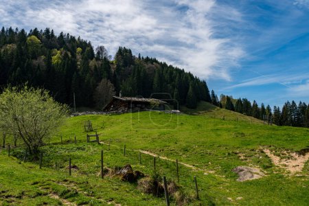 Scenic spring hike to the Immenstadter Horn and Gschwender Horn along waterfalls near Immenstadt in the Allgau