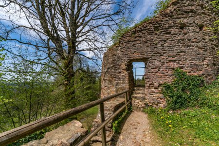 Spring hike to the Alttrauchburg castle ruins over the Sonneckgrat near Kleinweiler in the Allgau