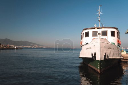 Photo for Izmir, Turkey - September 11, 2022: Close up shot of a classic izmir Steamboat at Konak Pier. Archival photo - Royalty Free Image