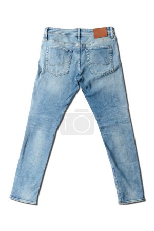 Téléchargez les photos : Vue arrière Jeans bleus sur fond blanc. - en image libre de droit