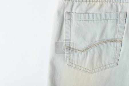 Photo for Close up shot back pocket of a ice blue jeans. - Royalty Free Image