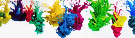 Photo for Panoramic illustration of various colors paint splash underwater - Royalty Free Image