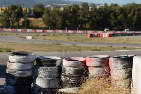 Photo for Close up shot of barrier tires in the race track - Royalty Free Image