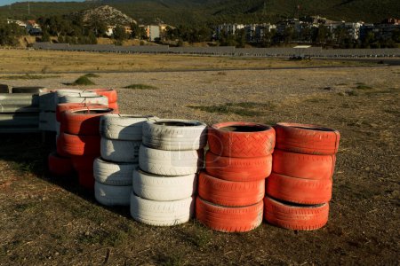 Photo for Close up shot of barrier tires in the race track - Royalty Free Image