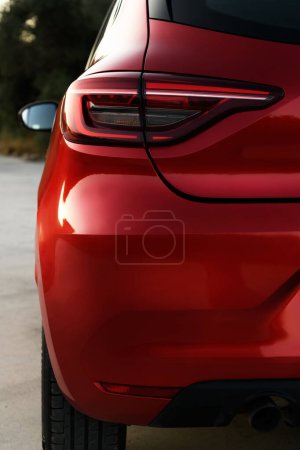 Photo for Izmir, Turkey - August 2, 2023: A meticulous close-up shot capturing the taillight design of a red Renault Clio, showcasing its modern and distinct lighting aesthetics. - Royalty Free Image