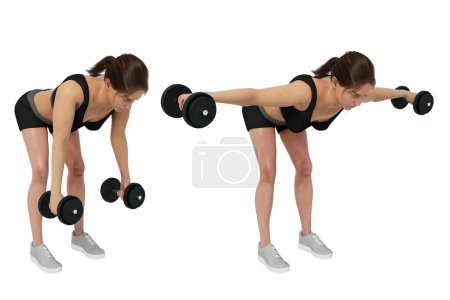 Photo for This 3d illustration shows the bent over lateral raise exercise - Royalty Free Image