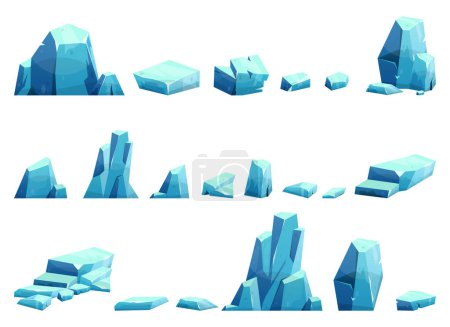 Téléchargez les illustrations : Cristal de glace bleu dans l'illustration vectorielle de style dessin animé isolé sur blanc - en licence libre de droit