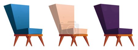 Illustration for Armchair collection in cartoon style vector illustration isolated on white - Royalty Free Image