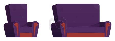 Illustration for Cartoon armchair and sofa vector illustration isolated on white - Royalty Free Image