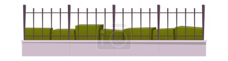 Téléchargez les illustrations : Illustration vectorielle de collection de clôture métallique de bande dessinée isolée sur blanc - en licence libre de droit