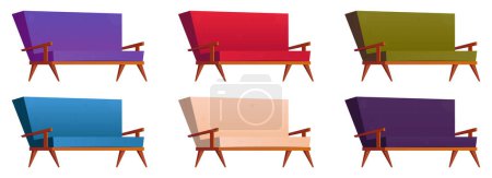 Illustration for Cartoon sofa and couches collection vector illustration isolated on white - Royalty Free Image