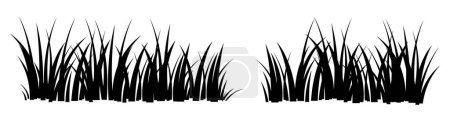 Téléchargez les illustrations : Caricature silhouette herbe feuilles collection illustration vectorielle isolé sur blanc - en licence libre de droit