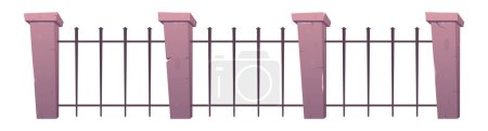 Ilustración de Puertas de entrada y valla de acero y hormigón en ilustración vectorial estilo caricatura - Imagen libre de derechos