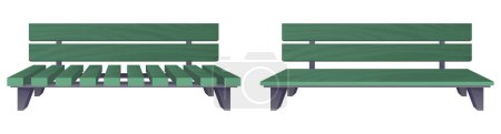 Ilustración de Colección Park bench en ilustración vectorial estilo caricatura aislada en blanco - Imagen libre de derechos