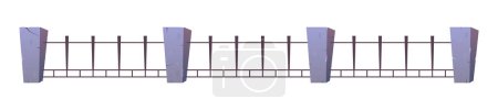 Illustration for Steel fence with concrete posts in cartoon style - Royalty Free Image