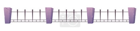 Illustration for Steel fence with concrete posts in cartoon style - Royalty Free Image