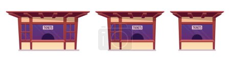 Illustration for Tickets shop and gift shop building in cartoon style vector illustration isolated on white - Royalty Free Image