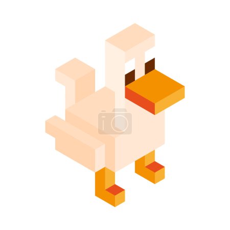 Isolated duck minecraft figure color vector illustration