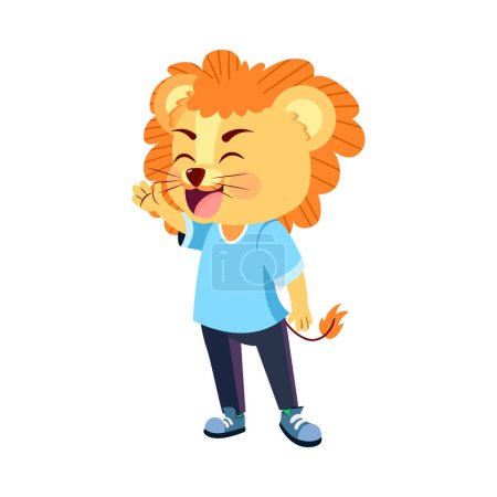 Ilustración de Cuerpo de cabeza de león aislado dibujo humano ilustración vector animado - Imagen libre de derechos