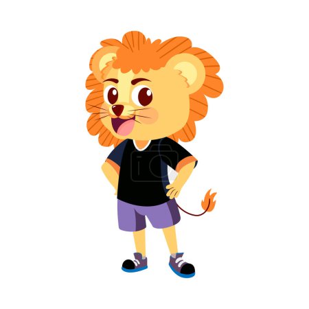 Ilustración de Cuerpo de cabeza de león aislado dibujo humano ilustración vector animado - Imagen libre de derechos
