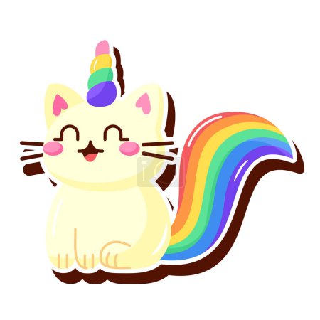 Téléchargez les illustrations : Isolé mignon chat lgbt fierté icône Illustration vectorielle - en licence libre de droit