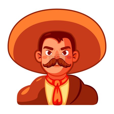 Illustration for Cartoon Cute Mexican Man llustration Isolated - Royalty Free Image
