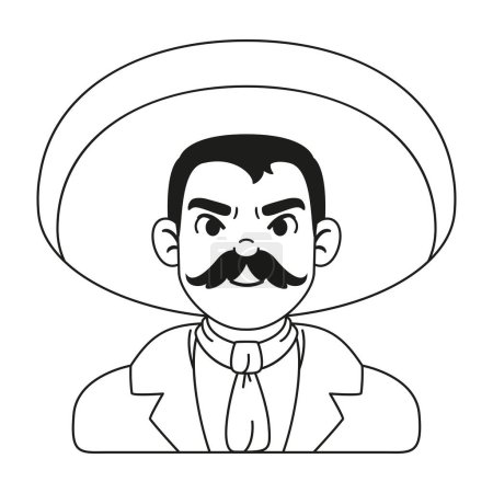 Ilustración de Cartoon Cute Mexican Man llustration Isolated - Imagen libre de derechos