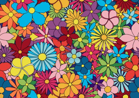 Téléchargez les illustrations : Illustration vectorielle motif floral enfants - en licence libre de droit