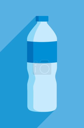 Illustration for Vector illustration of a water bottle against a blue background in flat style. - Royalty Free Image