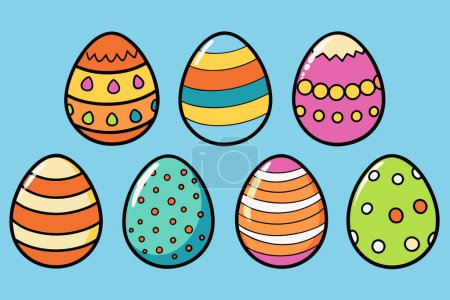 Easter day egg hand drawn collection, vector illustration