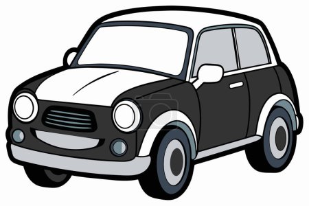 Téléchargez les illustrations : Black and white car vector illustration - en licence libre de droit