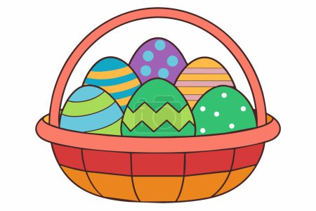 Ilustración de Cesta aislada con huevos de Pascua Ilustración vectorial - Imagen libre de derechos