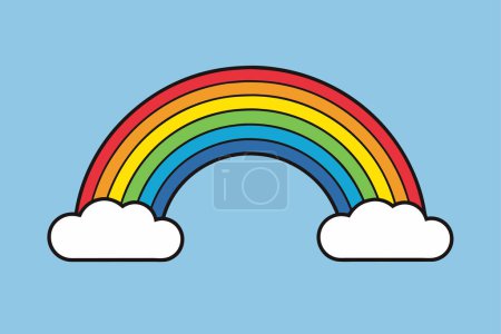 Illustration for Rainbow with clouds icon isolated on background vector illustration - Royalty Free Image