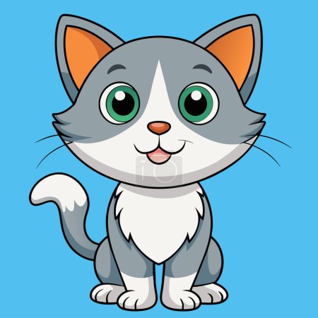Téléchargez les illustrations : Portrait de mignon chat vecteur illustration - en licence libre de droit